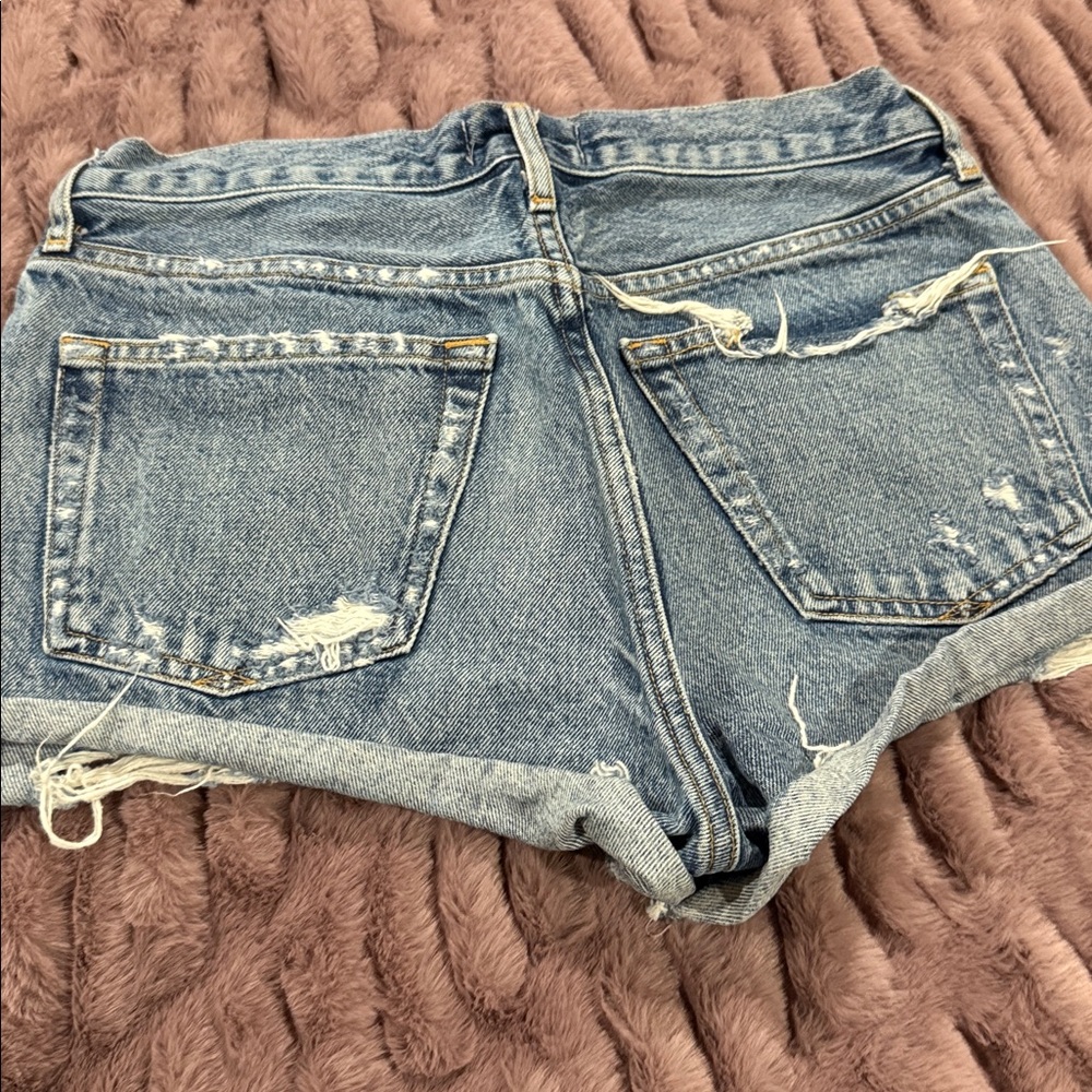 Agolde Distressed Blue Jean Shorts size 27 - Picture 4 of 7